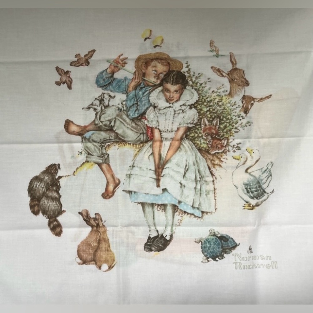 Vintage Norman Rockwell Fabric Pillowcase - Young Couple / Older Couple 💕